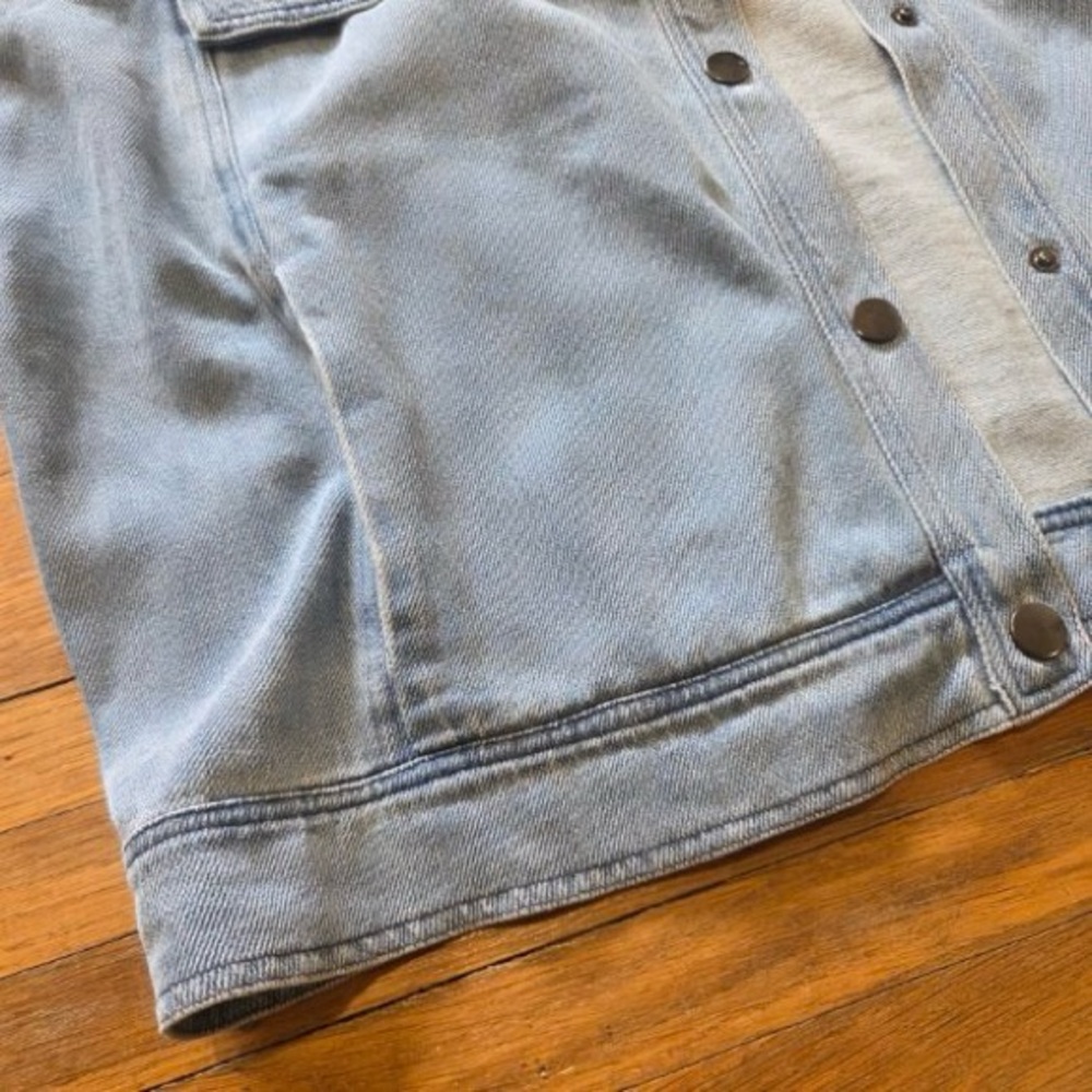 Anthropologie Mable Paisley Print Contrast Denim Jacket Snap Collared Blue M - Picture 6 of 11